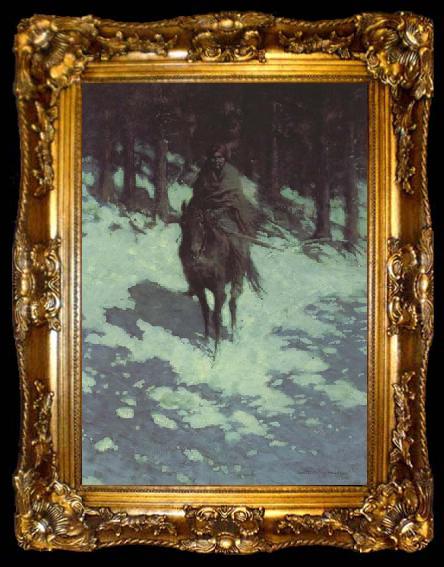 framed  Frederic Remington Figure of the Night (mk43), ta009-2